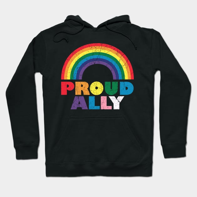 Vintage Proud Ally Gay Pride LGBT Pride Month Hoodie by American Woman